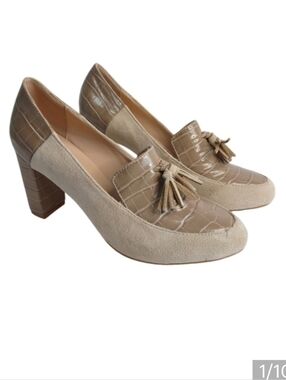 YDN Pumps Tassels Block Chunky High Heels Suede Patent Leather Size 9.5